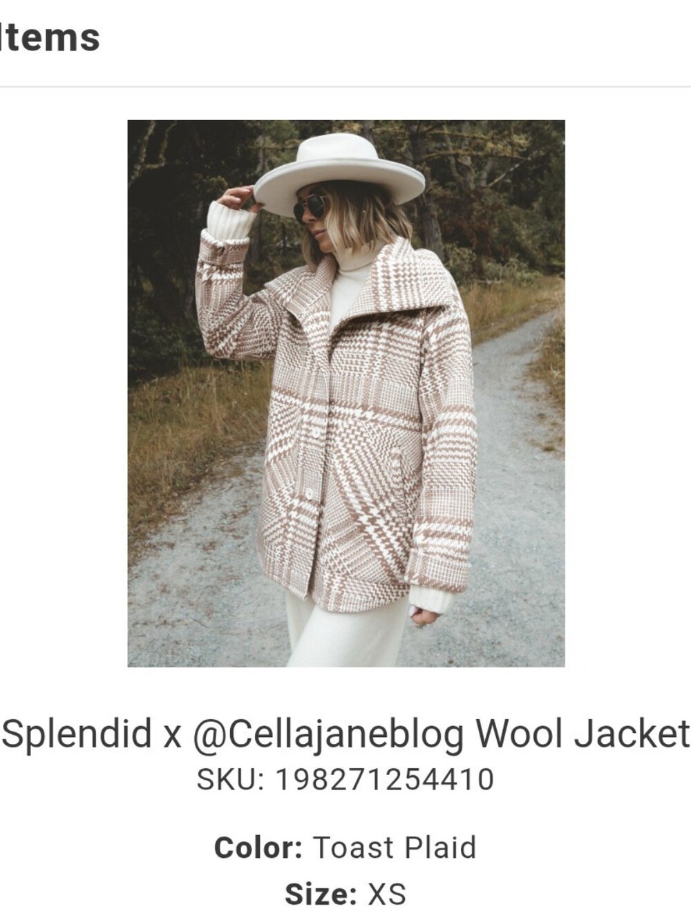 Splendid Toast Plaid Jacket in Beige and Cream